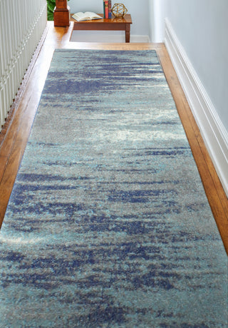 Bashian Everek E110-5445A Blue Area Rug Runner Room Scene Feature