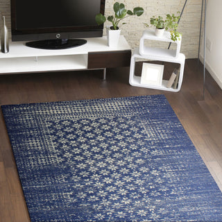 Bashian Everek E110-5362 Dark Blue Area Rug Room Scene