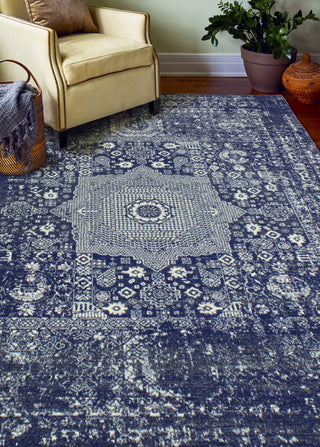 Bashian Everek E110-5438A Dark Blue Area Rug Room Scene Feature