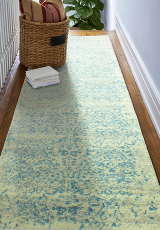 Bashian Everek E110-MO737 Ivory/Aqua Area Rug Runner Room Scene