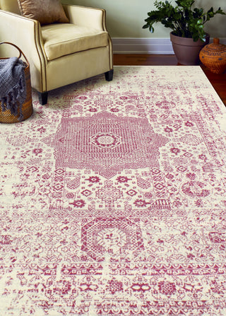 Bashian Everek E110-5438A Ivory/Fuchsia Area Rug Room Scene Feature