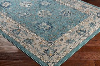 Surya Elise EIS-1002 Teal Taupe Medium Gray Cream Navy Wheat Black Area Rug Corner Image