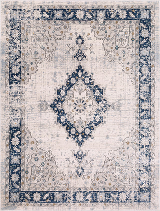 Surya Elise EIS-1017 Navy Teal Cream Medium Gray Wheat Black Area Rug Main Image 8 X 10