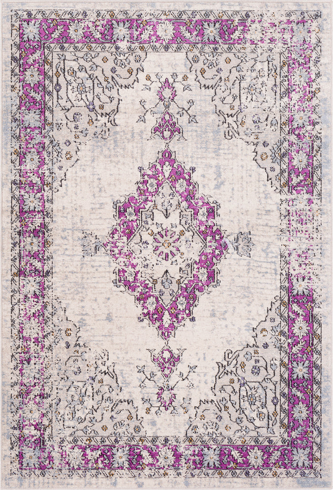 Surya Elise EIS-1018 Bright Purple Cream Medium Gray Wheat Black Area Rug main image