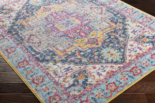 Surya Elaziz ELZ-2301 Bright Pink Saffron Aqua Dark Blue Medium Gray White Area Rug Corner Image