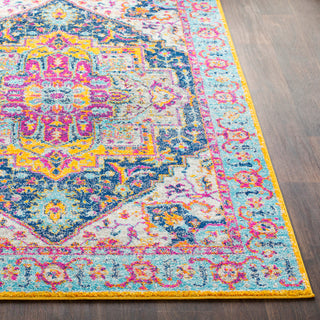 Surya Elaziz ELZ-2301 Bright Pink Saffron Aqua Dark Blue Medium Gray White Area Rug Detail Image