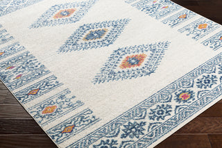 Surya Elaziz ELZ-2306 Aqua Dark Blue White Medium Gray Saffron Bright Pink Area Rug Corner Image