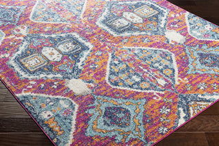 Surya Elaziz ELZ-2320 Bright Pink Saffron Aqua Dark Blue White Medium Gray Area Rug Corner Image