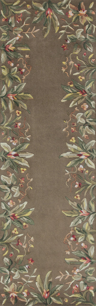 KAS Emerald 9000 Taupe Tropical Border Hand Tufted Area Rug 