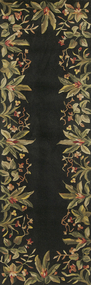 KAS Emerald 9001 Black Tropical Border Hand Tufted Area Rug 