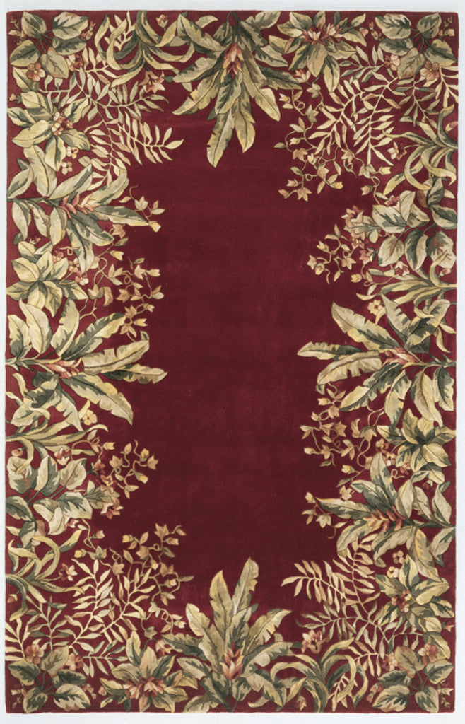 KAS Emerald 9017 Ruby Tropical Border Hand Tufted Area Rug