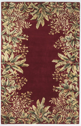 KAS Emerald 9017 Ruby Tropical Border Hand Tufted Area Rug