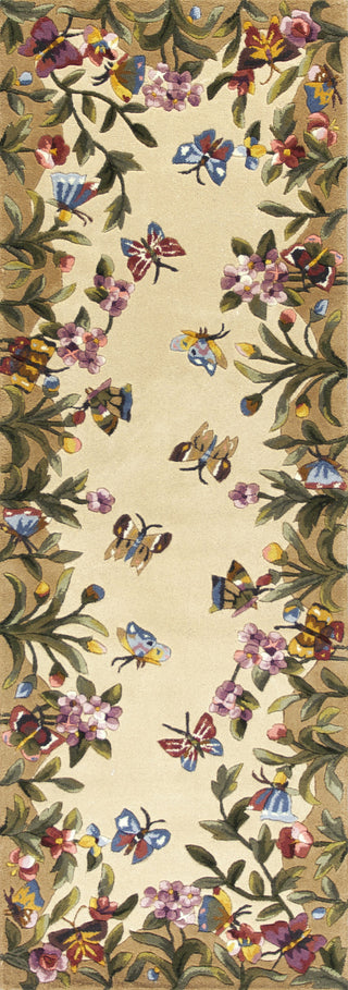 KAS Emerald 9019 Antique Beige Butterfly Garden Hand Tufted Area Rug 