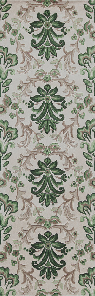 KAS Emerald 9038 Ivory/Green Damask Area Rug 