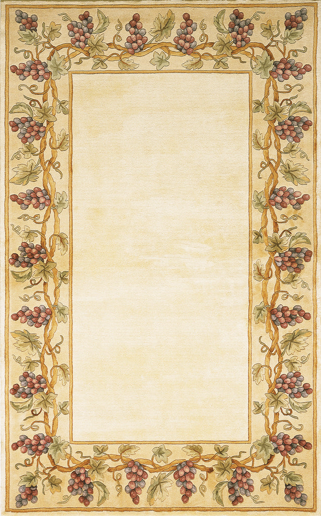 KAS Emerald 9058 Ivory Grapes Border Hand Tufted Area Rug