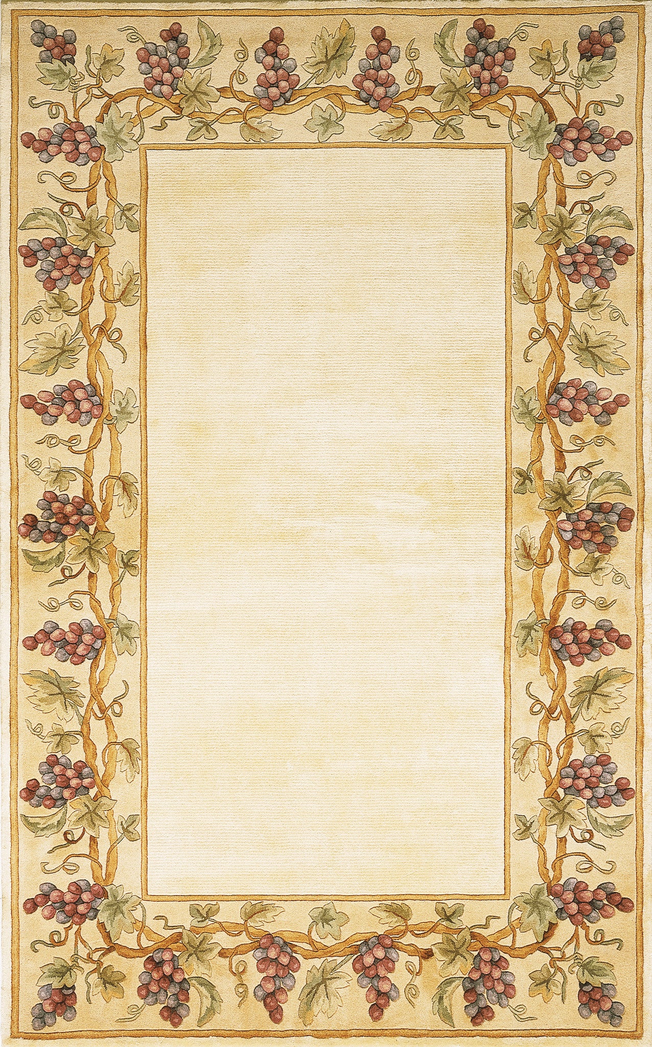 KAS Emerald 9058 Ivory Grapes Border Hand Tufted Area Rug