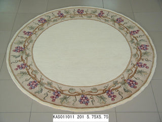 KAS Emerald 9058 Ivory Grapes Border Hand Tufted Area Rug 