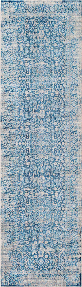 Surya Ephesians EPC-2300 Sky Blue Saffron Aqua Cream Beige Medium Gray Area Rug Runner Image