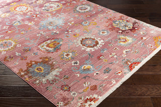 Surya Ephesians EPC-2301 Pale Pink Rose Saffron Burnt Orange Medium Gray Silver Aqua Cream Beige Black Area Rug Corner Image