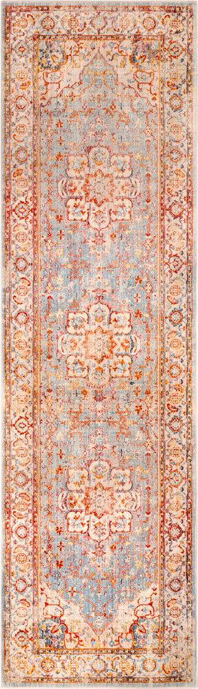 Surya Ephesians EPC-2304 Burnt Orange Pale Pink Medium Gray Cream Beige Aqua Silver Saffron Camel Area Rug Runner Image