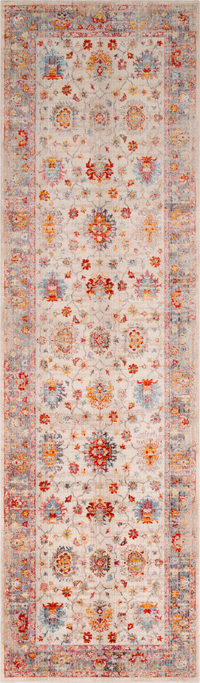 Surya Ephesians EPC-2305 Pale Pink Rose Bright Red Silver Gray Beige Cream Saffron Burnt Orange Aqua Area Rug Runner Image