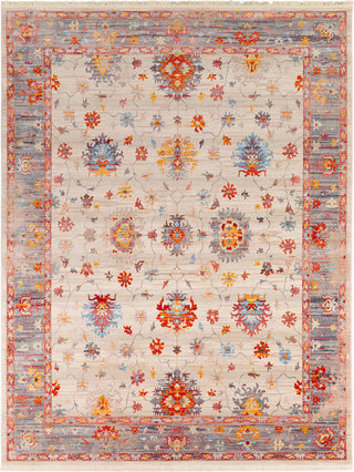 Surya Ephesians EPC-2305 Pale Pink Rose Bright Red Silver Gray Beige Cream Saffron Burnt Orange Aqua Area Rug Main Image 8 X 10