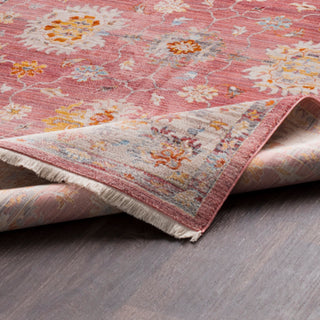 Surya Ephesians EPC-2306 Pale Pink Rose Medium Gray Silver Cream Beige Saffron Burnt Orange Bright Red Aqua Area Rug Pile Image