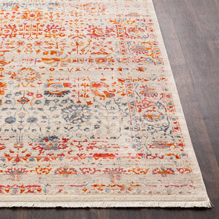 Surya Ephesians EPC-2309 Pale Pink Rose Silver Gray Bright Red Saffron Cream Beige Medium Aqua Area Rug Detail Image