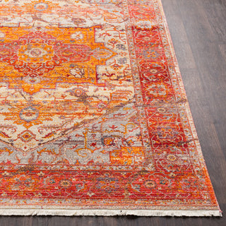 Surya Ephesians EPC-2310 Rose Pale Pink Cream Saffron Burnt Orange Bright Red Beige Medium Gray Area Rug Detail Image