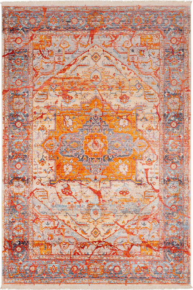 Surya Ephesians EPC-2311 Pale Pink Rose Aqua Silver Gray Medium Saffron Burnt Orange Beige Bright Red Area Rug main image