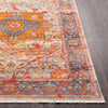 Surya Ephesians EPC-2311 Pale Pink Rose Aqua Silver Gray Medium Saffron Burnt Orange Beige Bright Red Area Rug Detail Image