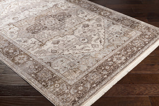 Surya Ephesians EPC-2313 Dark Brown Pale Pink Beige Medium Gray Silver Aqua Area Rug Corner Image