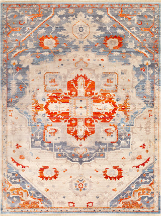 Surya Ephesians EPC-2314 Burnt Orange Bright Red Aqua Rose Saffron Cream Beige Medium Gray Silver Black Area Rug Main Image 8 X 10