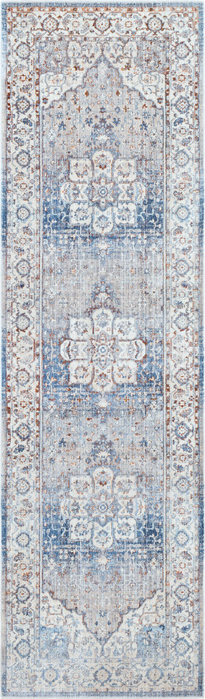 Surya Ephesians EPC-2317 Sky Blue Beige Medium Gray Silver Wheat Tan Camel Aqua Area Rug Runner Image