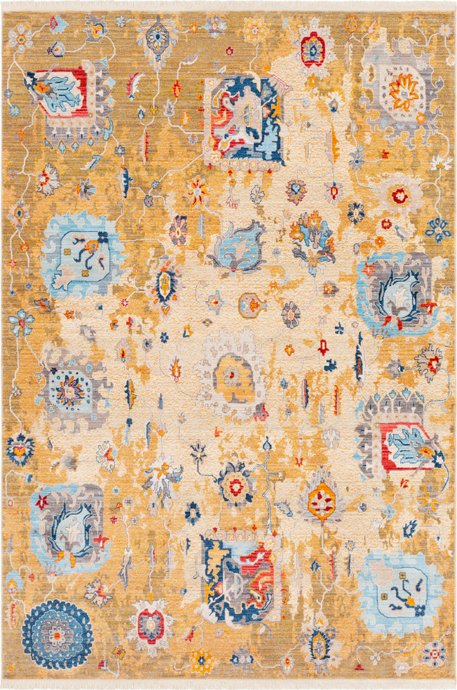 Surya Ephesians EPC-2320 Saffron Medium Gray Cream Silver Sky Blue Aqua Pale Pink Rose Bright Red Area Rug Mirror main image