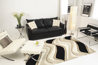 KAS Eternity 1071 Black/Beige Waves Area Rug Main Image Feature