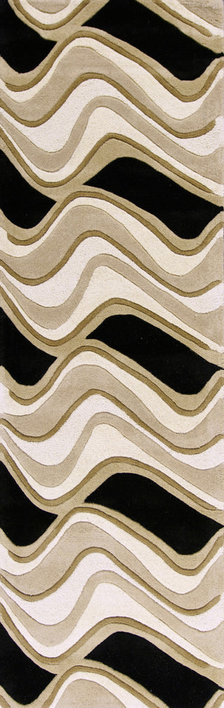 KAS Eternity 1071 Black/Beige Waves Hand Tufted Area Rug 