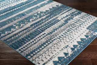 Surya Rafetus ETS-2323 Teal Medium Gray Charcoal White Area Rug Mirror Corner Image