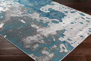 Surya Rafetus ETS-2324 Teal Medium Gray Charcoal White Area Rug Mirror Corner Image