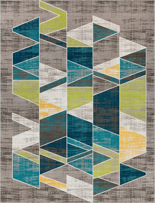 Surya Rafetus ETS-2329 Teal Lime Butter Charcoal Medium Gray White Area Rug Mirror Main Image 8 X 10