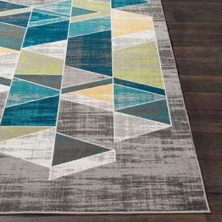 Surya Rafetus ETS-2329 Teal Lime Butter Charcoal Medium Gray White Area Rug Mirror Detail Image