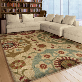 Orian Rugs Euphoria Floral Emblem Multi Area Rug Room Scene Feature