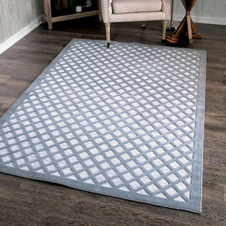 Orian Rugs Farmhouse Fusion Lattice Harbor Blue Area Rug Lifestyle Image Feature