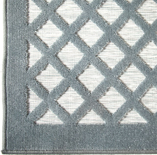 Orian Rugs Farmhouse Fusion Lattice Harbor Blue Area Rug Close up