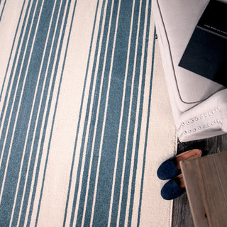 Orian Rugs Farmhouse Simple Stripe Light Blue Area Rug 