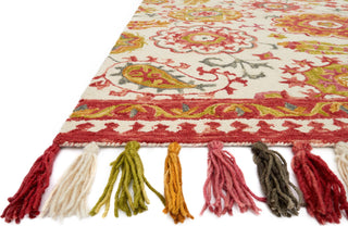 Loloi Farrah FH-01 Ivory/Berry Area Rug Corner Image Feature