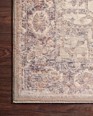 Loloi Faye FAY-01 Taupe / Denim Area Rug Corner On Wood