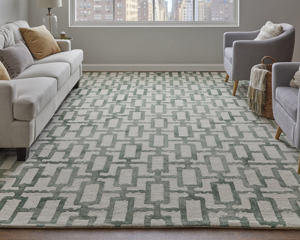 Feizy Lorrain 8919F Green/Ivory Area Rug Lifestyle Image Feature