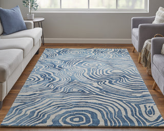 Feizy Lorrain 8920F Blue/Ivory Area Rug Lifestyle Image