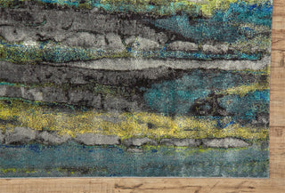 Feizy Brixton 3606F Teal Area Rug Corner Image with Rug Pad